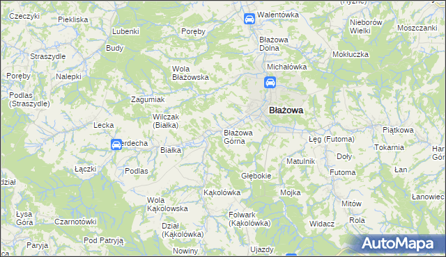 mapa Błażowa Górna, Błażowa Górna na mapie Targeo