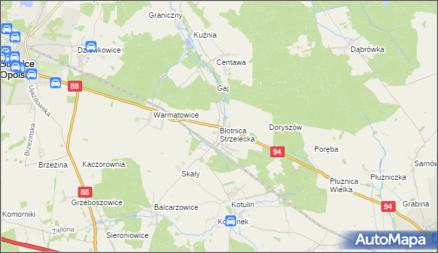 mapa Błotnica Strzelecka, Błotnica Strzelecka na mapie Targeo