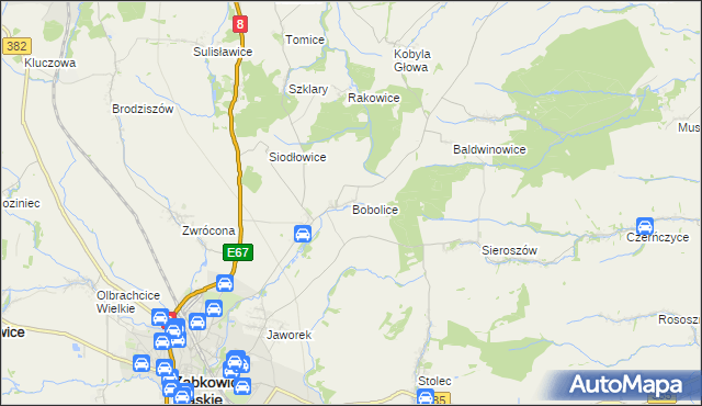 mapa Bobolice gmina Ząbkowice Śląskie, Bobolice gmina Ząbkowice Śląskie na mapie Targeo