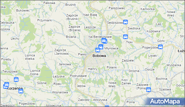 mapa Bobowa powiat gorlicki, Bobowa powiat gorlicki na mapie Targeo