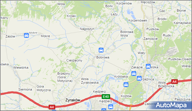 mapa Bobrowa gmina Żyraków, Bobrowa gmina Żyraków na mapie Targeo