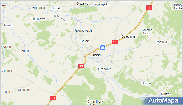 mapa Boćki, Boćki na mapie Targeo