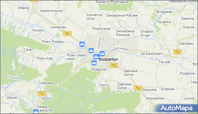 mapa Bodzentyn, Bodzentyn na mapie Targeo