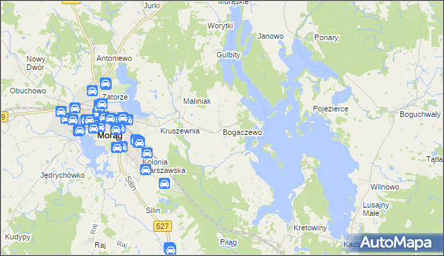 mapa Bogaczewo gmina Morąg, Bogaczewo gmina Morąg na mapie Targeo