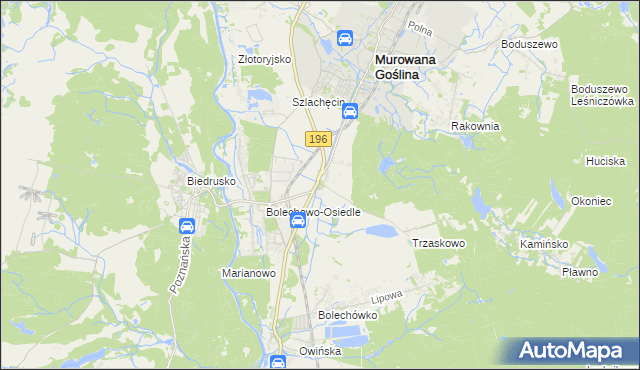 mapa Bolechowo gmina Czerwonak, Bolechowo gmina Czerwonak na mapie Targeo