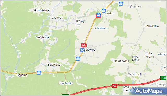 mapa Bolewice gmina Miedzichowo, Bolewice gmina Miedzichowo na mapie Targeo