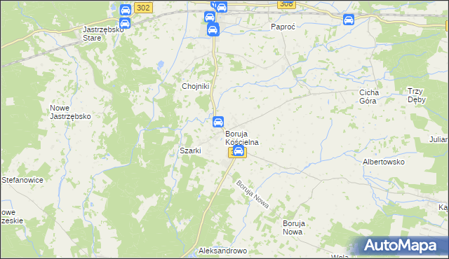 mapa Boruja Kościelna, Boruja Kościelna na mapie Targeo