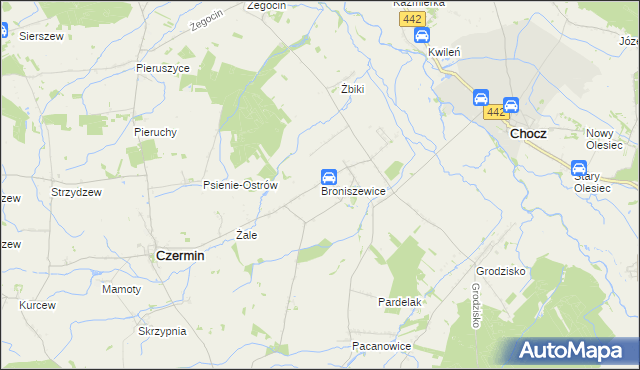 mapa Broniszewice, Broniszewice na mapie Targeo