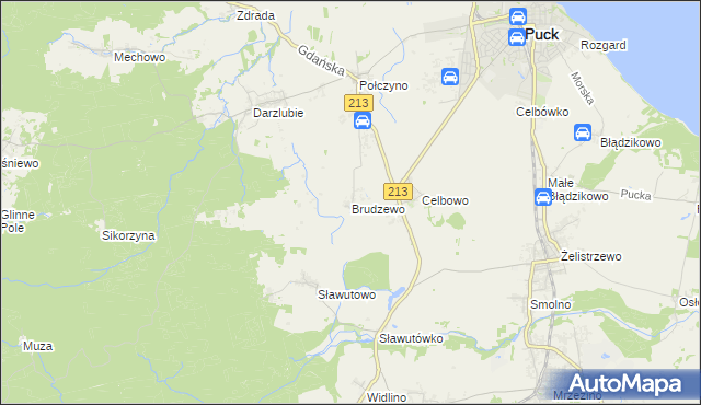 mapa Brudzewo gmina Puck, Brudzewo gmina Puck na mapie Targeo