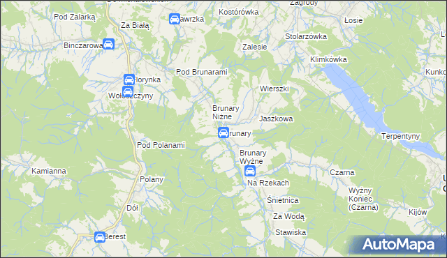 mapa Brunary, Brunary na mapie Targeo