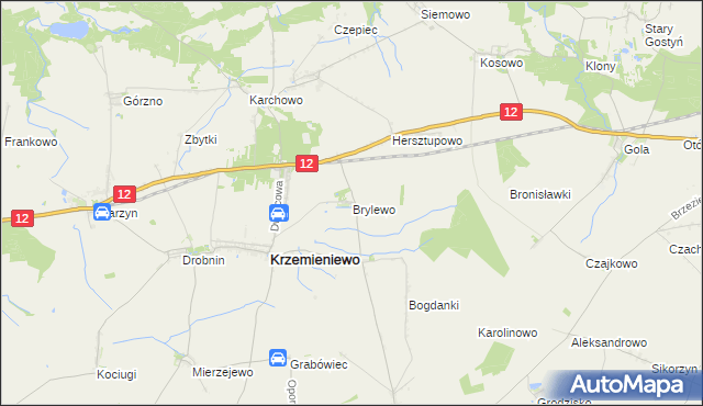 mapa Brylewo gmina Krzemieniewo, Brylewo gmina Krzemieniewo na mapie Targeo