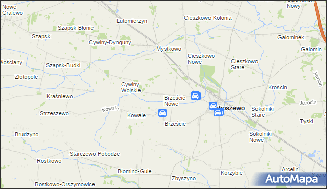 mapa Brzeście Nowe, Brzeście Nowe na mapie Targeo