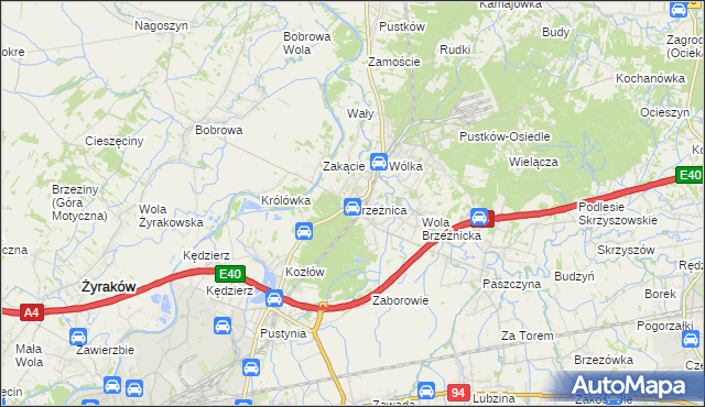 mapa Brzeźnica gmina Dębica, Brzeźnica gmina Dębica na mapie Targeo