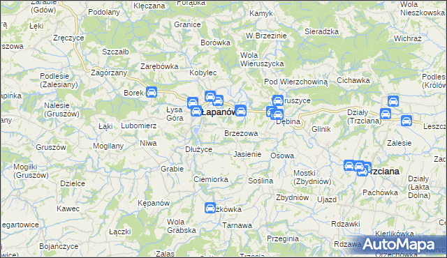 mapa Brzezowa gmina Łapanów, Brzezowa gmina Łapanów na mapie Targeo