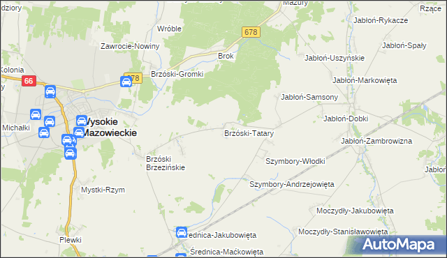 mapa Brzóski-Tatary, Brzóski-Tatary na mapie Targeo