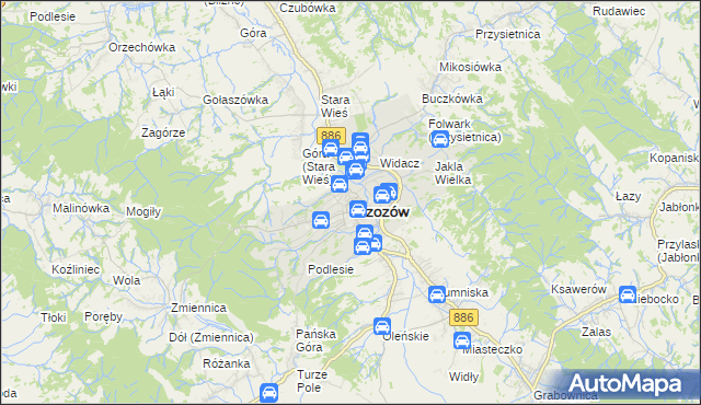 mapa Brzozów, Brzozów na mapie Targeo