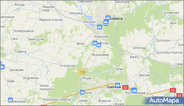 mapa Brzustowiec, Brzustowiec na mapie Targeo