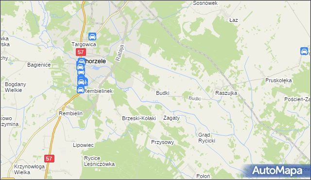 mapa Budki gmina Chorzele, Budki gmina Chorzele na mapie Targeo