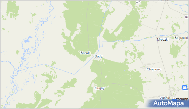 mapa Budy gmina Trzcianne, Budy gmina Trzcianne na mapie Targeo