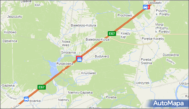 mapa Budykierz, Budykierz na mapie Targeo