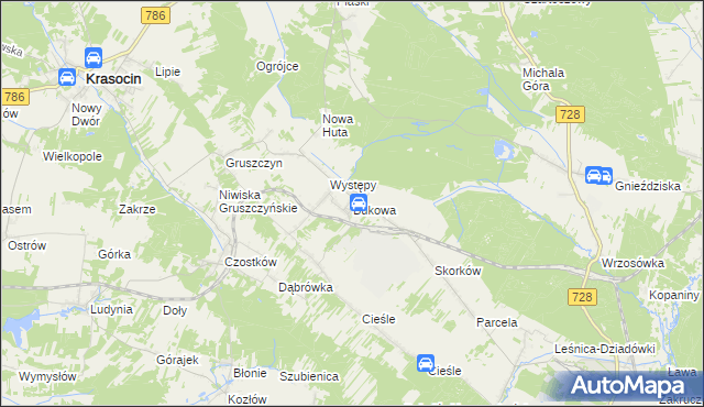 mapa Bukowa gmina Krasocin, Bukowa gmina Krasocin na mapie Targeo