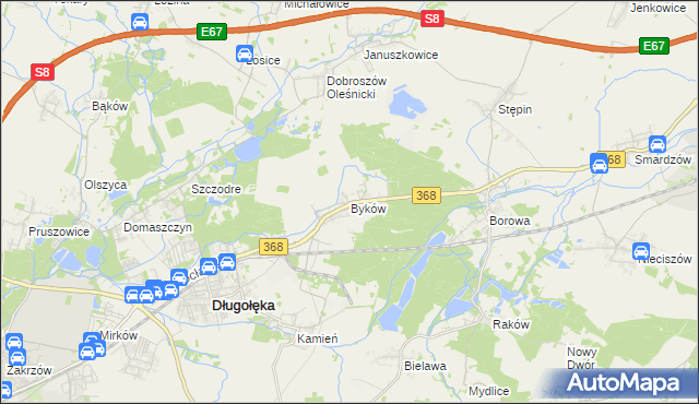 mapa Byków, Byków na mapie Targeo