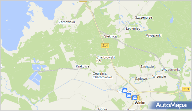 mapa Charbrowski Bór, Charbrowski Bór na mapie Targeo