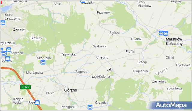 mapa Chęciny gmina Górzno, Chęciny gmina Górzno na mapie Targeo