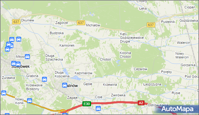 mapa Chobot gmina Halinów, Chobot gmina Halinów na mapie Targeo