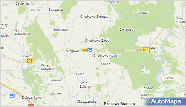 mapa Chodkowo-Kuchny, Chodkowo-Kuchny na mapie Targeo