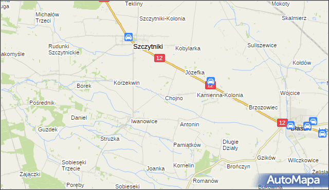 mapa Chojno gmina Szczytniki, Chojno gmina Szczytniki na mapie Targeo