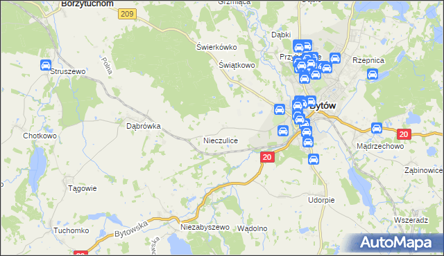 mapa Chomice gmina Bytów, Chomice gmina Bytów na mapie Targeo