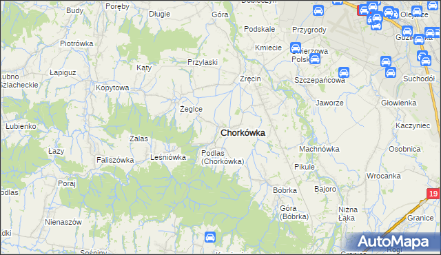 mapa Chorkówka, Chorkówka na mapie Targeo