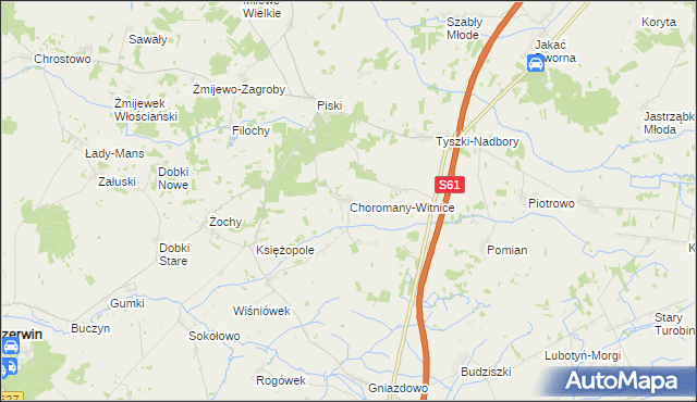 mapa Choromany-Witnice, Choromany-Witnice na mapie Targeo