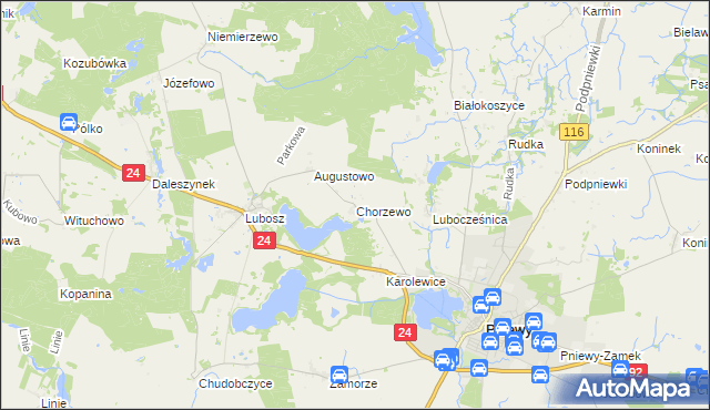 mapa Chorzewo gmina Kwilcz, Chorzewo gmina Kwilcz na mapie Targeo