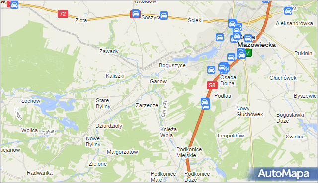 mapa Chrusty gmina Rawa Mazowiecka, Chrusty gmina Rawa Mazowiecka na mapie Targeo