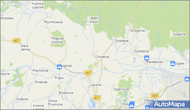 mapa Chrzelice, Chrzelice na mapie Targeo