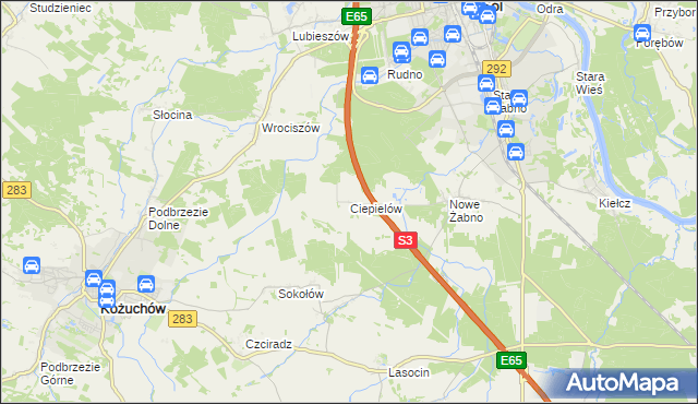 mapa Ciepielów gmina Nowa Sól, Ciepielów gmina Nowa Sól na mapie Targeo