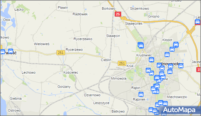 mapa Cieślin gmina Inowrocław, Cieślin gmina Inowrocław na mapie Targeo