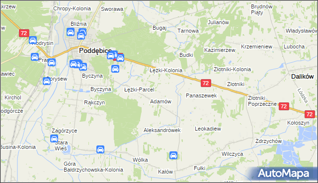mapa Ciężków gmina Poddębice, Ciężków gmina Poddębice na mapie Targeo
