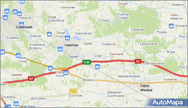 mapa Cisie gmina Halinów, Cisie gmina Halinów na mapie Targeo