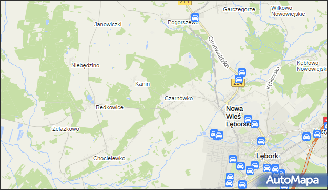 mapa Czarnówko gmina Nowa Wieś Lęborska, Czarnówko gmina Nowa Wieś Lęborska na mapie Targeo