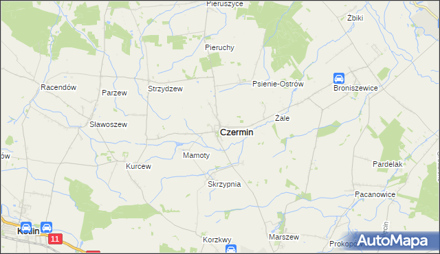 mapa Czermin powiat pleszewski, Czermin powiat pleszewski na mapie Targeo