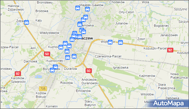 mapa Czerwonka-Parcel, Czerwonka-Parcel na mapie Targeo