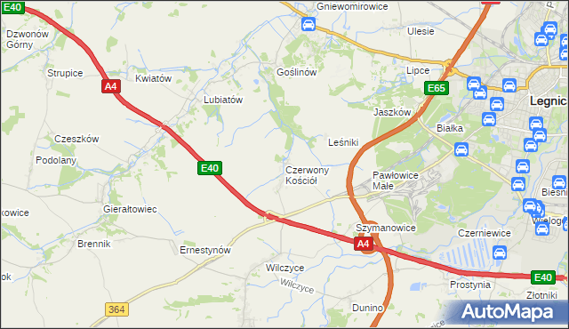 mapa Czerwony Kościół, Czerwony Kościół na mapie Targeo