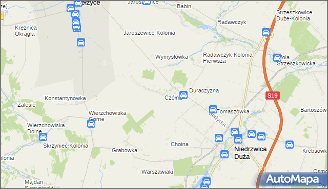 mapa Czółna gmina Niedrzwica Duża, Czółna gmina Niedrzwica Duża na mapie Targeo
