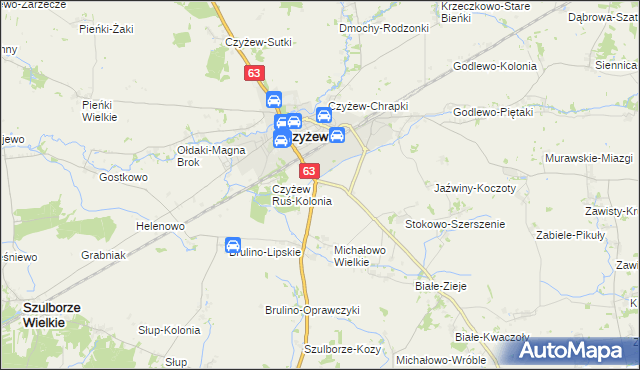 mapa Czyżew-Złote Jabłko, Czyżew-Złote Jabłko na mapie Targeo