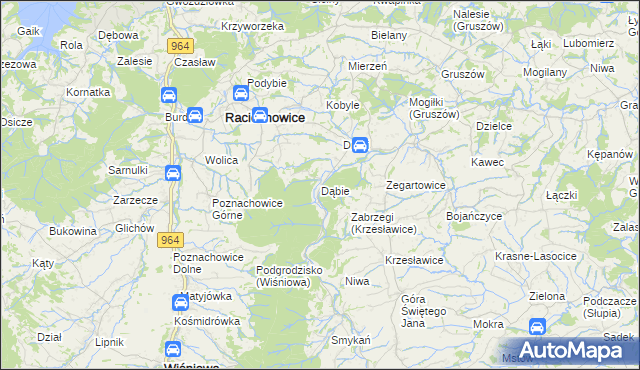 mapa Dąbie gmina Raciechowice, Dąbie gmina Raciechowice na mapie Targeo