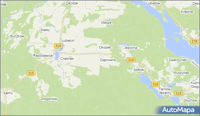 mapa Dąbrowno gmina Nowa Sól, Dąbrowno gmina Nowa Sól na mapie Targeo