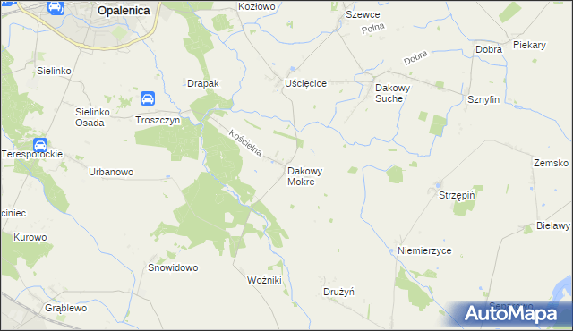 mapa Dakowy Mokre, Dakowy Mokre na mapie Targeo